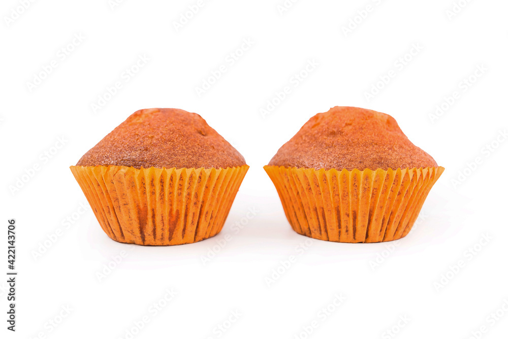 two cupcakes on a white two cupcakes on a white