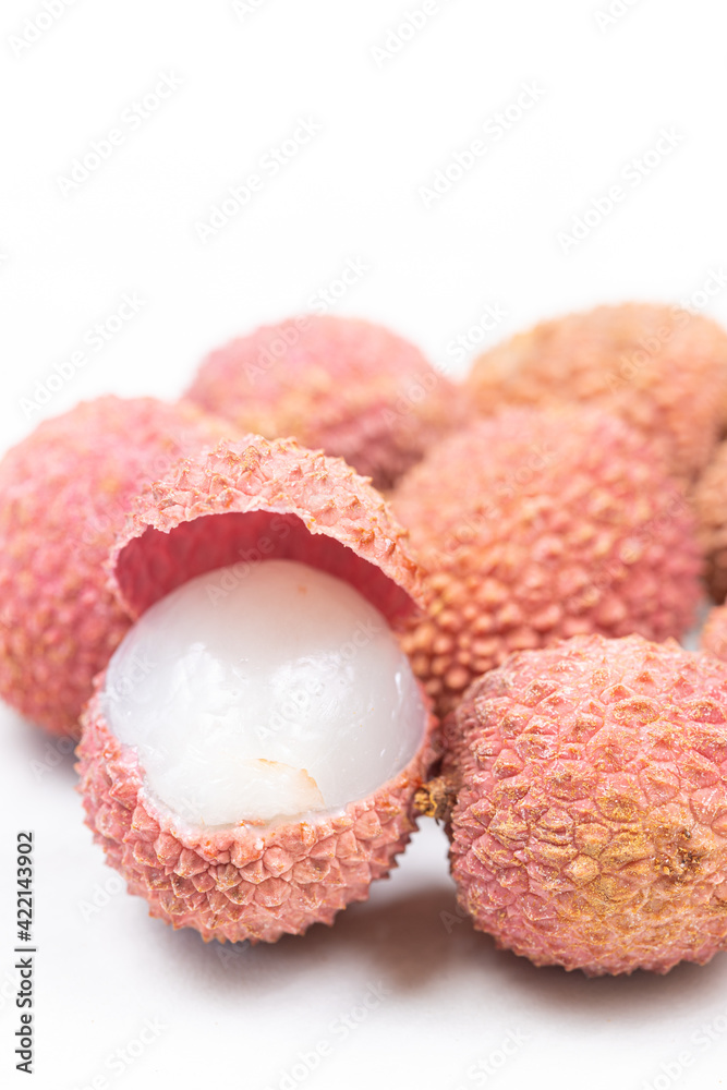 Lychee fruit isolated above white background Lychee fruit isolated above white background