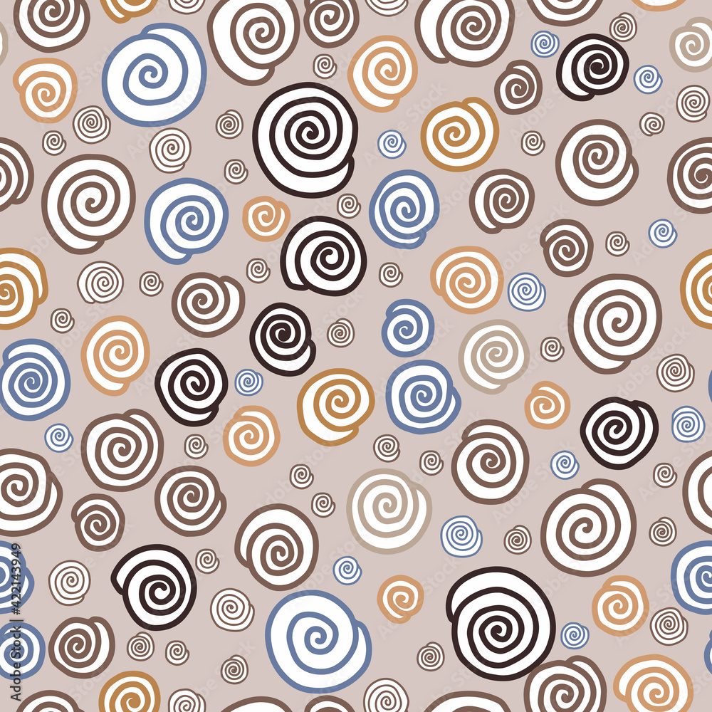 Floral seamless pattern with flower rose. Abstract swirl line bloom background. For design textiles, paper, wallpaper.