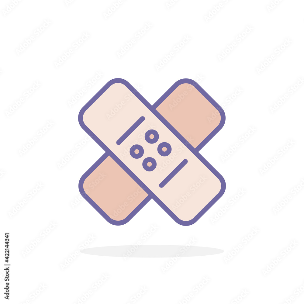 Plaster icon in filled outline style. Plaster icon in filled outline style.