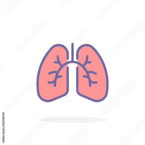 Lungs icon in filled outline style. © Oleksandr