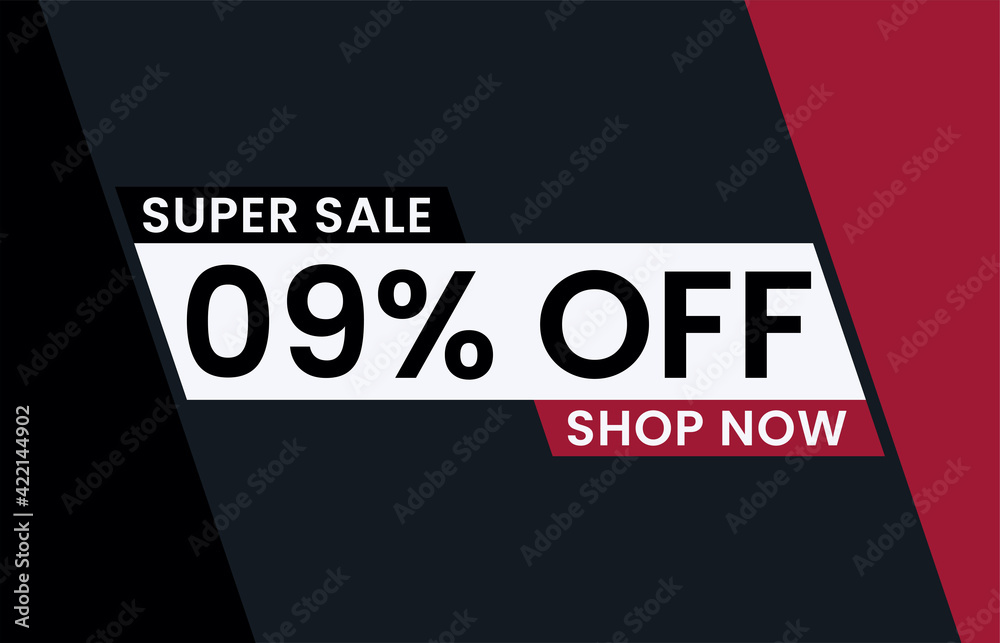9 percent Discount sale modern banner vector illustration, Super sale 9% off shop now 9 percent Discount sale modern banner vector illustration, Super sale 9% off shop now