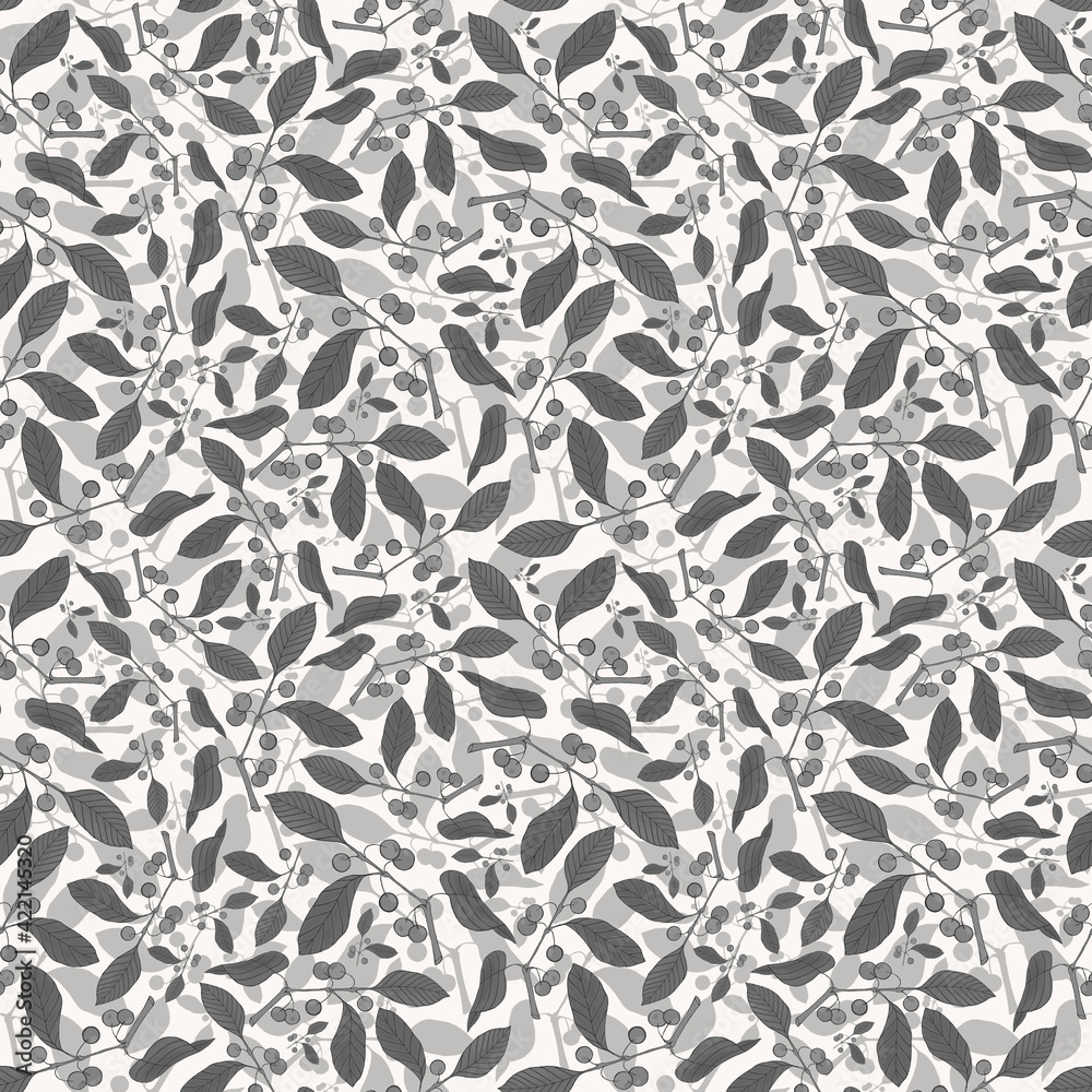 Seamless botanical light monochrome pattern with buckthorn leaves and fruits
Seamless botanical light monochrome pattern with buckthorn leaves and fruits
