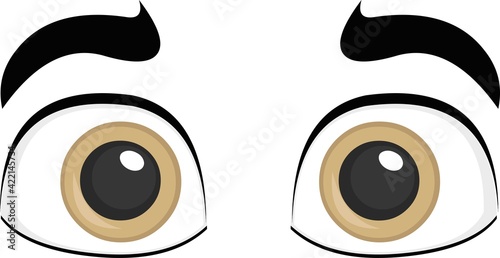 Vector emoticon illustration of a look with brown cartoon eyes