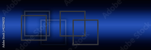 Volumetric figures on a blue background. Abstract panoramic background.