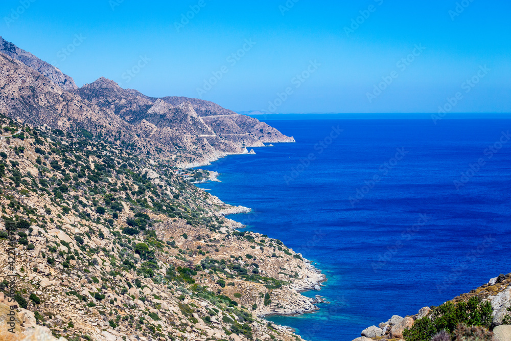 View of the coast of island - Ikaria, Greece