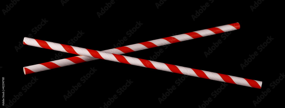 Paper straws pile isolated on black background and texture with clipping path, eco friendly Paper straws pile isolated on black background and texture with clipping path, eco friendly