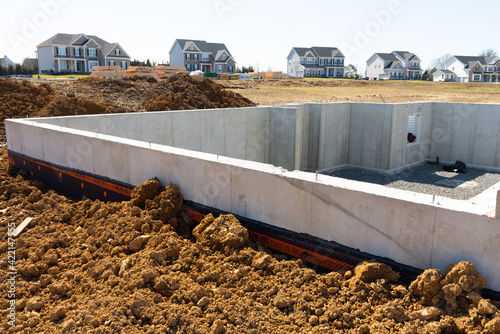 concrete foundation for a new house site