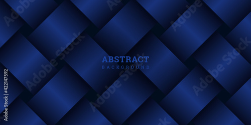 Blue background 3D. Festive gradient banner with weave pattern. Interlacing curvy ribbons. Vector illustration in realistic style. Elegant decoration. Luxury design flyer, cover, wallpaper.