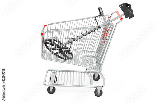 Shopping cart with metal detector. 3D rendering