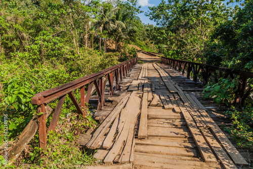 Country road with a small bridge on Bohol island, Philippines