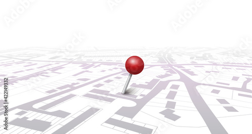 Red GPS navigator pointer on city map, navigation, logistics, geography, communication, transport, travel theme concept, location marking with a pin on a map – stock vector