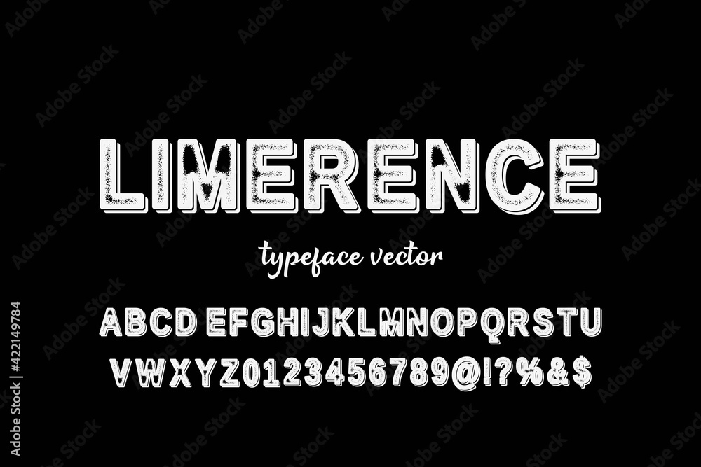 vintage font, black and white background, vector alphabet, letters and numbers