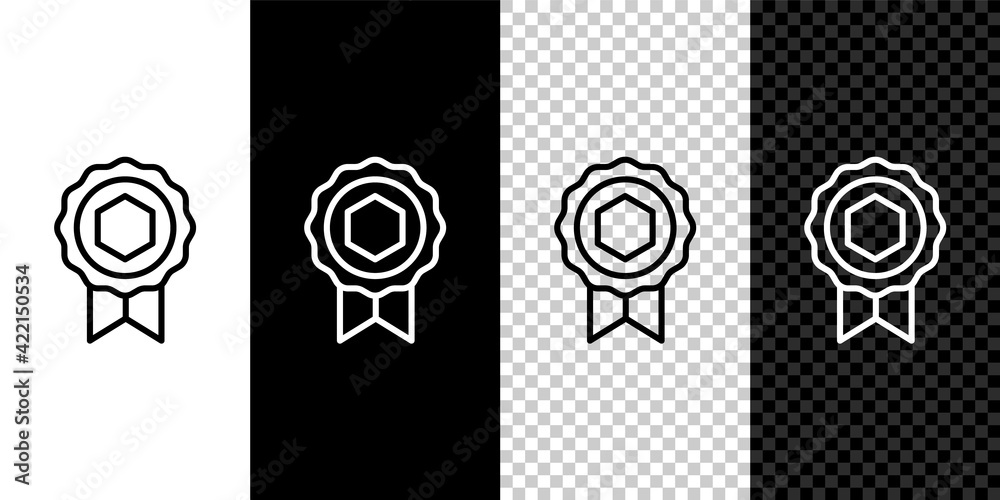 Set line Honey award icon isolated on black and white, transparent background. Honey medal. Vector Set line Honey award icon isolated on black and white, transparent background. Honey medal. Vector