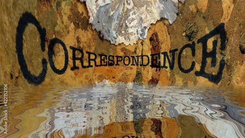 Wallpaper Mural Correspondence  grunge text reflecting in water Torontodigital.ca