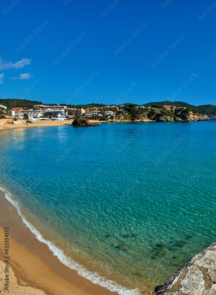 Beach panoramic view of the Mediterranean coast