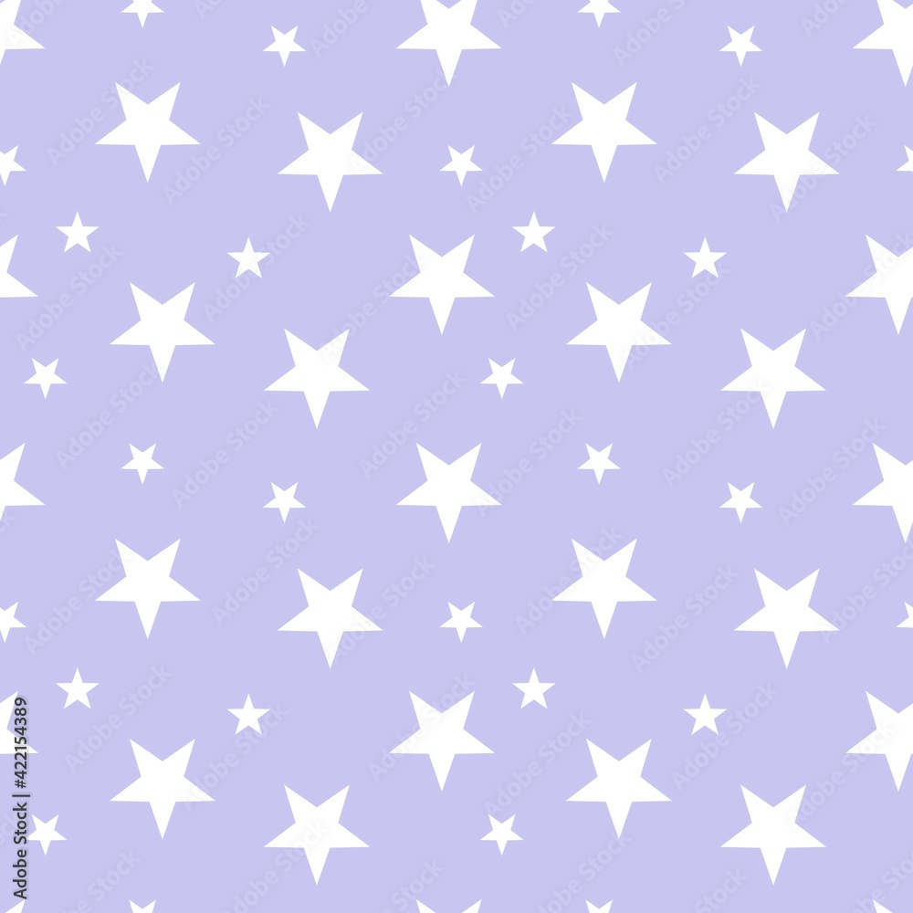 Colorful seamless pattern design with white star symbol and pastel purple background Colorful seamless pattern design with white star symbol and pastel purple background