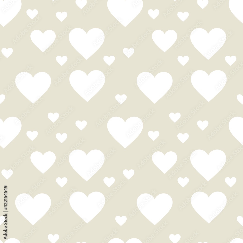 Colorful seamless pattern with hearth symbol and pastel beige background