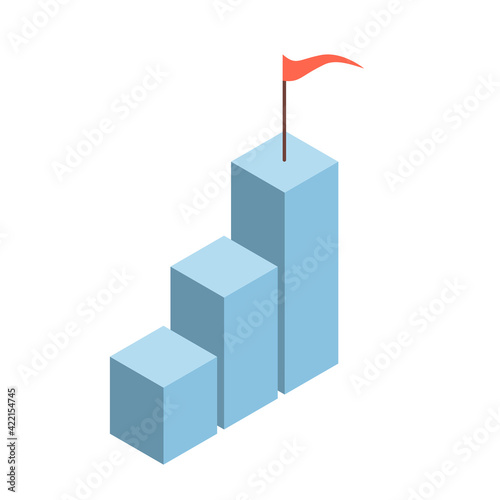 Career ladder in isometric style on a white background. Business concept. Vector isolated illustration