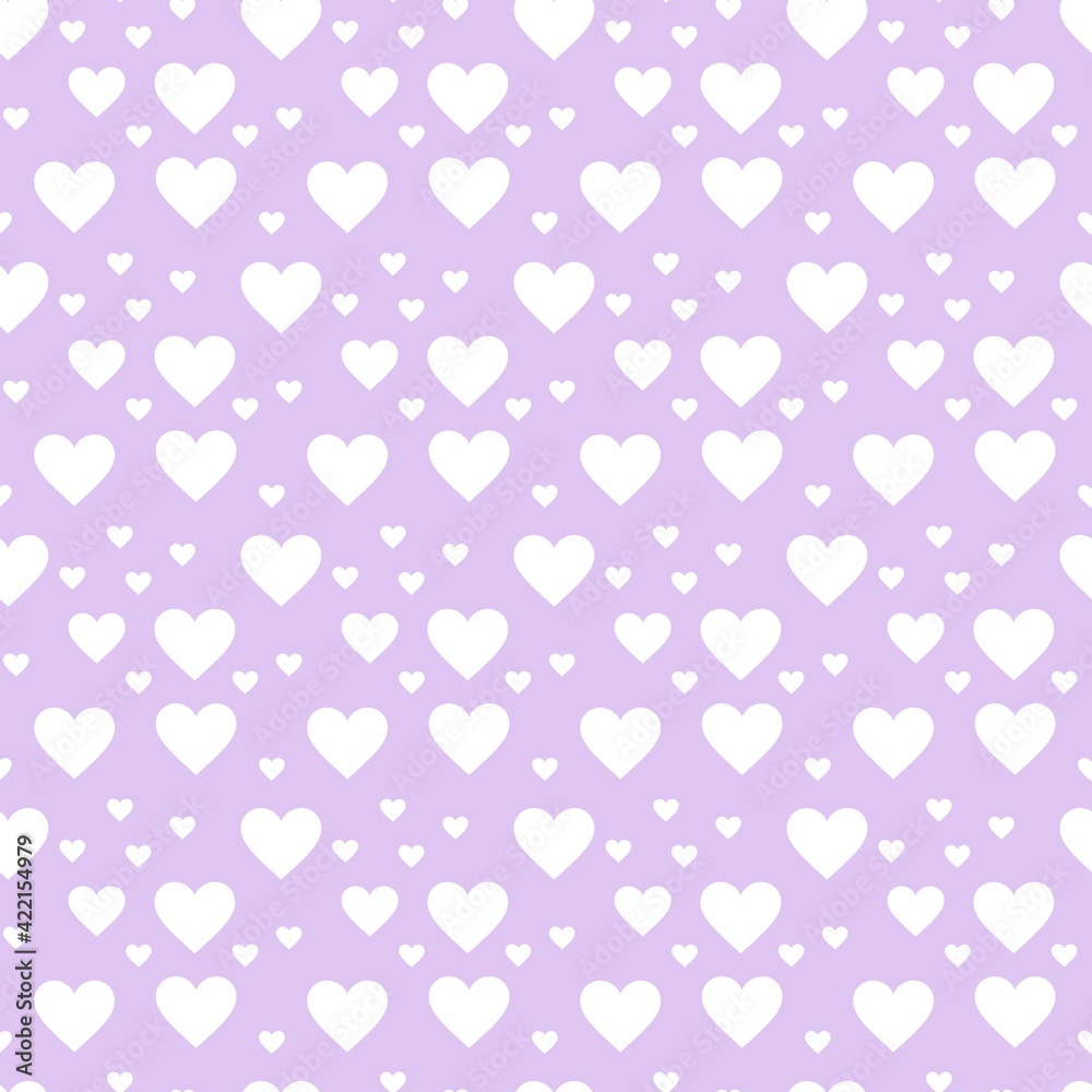 Colorful seamless pattern with hearth symbol and pastel purple background Colorful seamless pattern with hearth symbol and pastel purple background