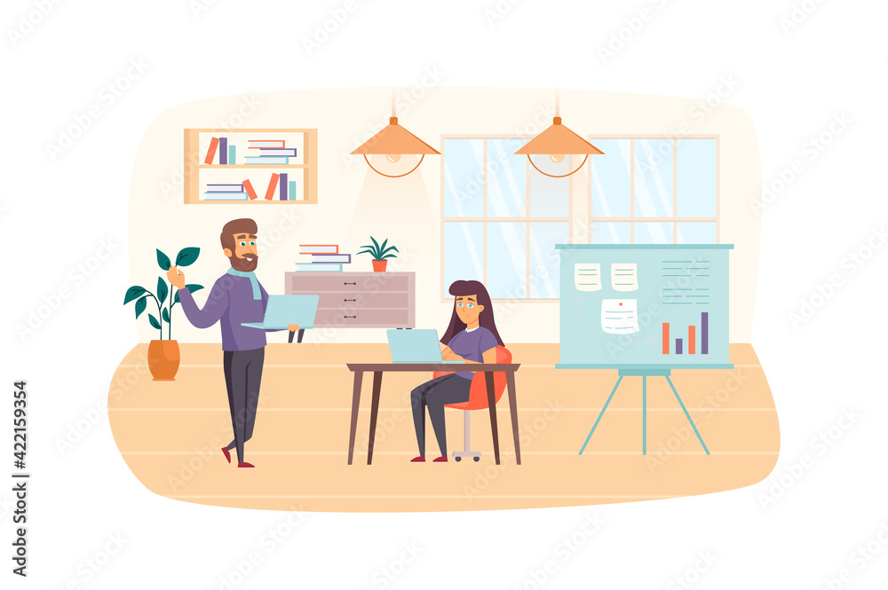 Content managers working at office scene. Colleagues discuss content plan, do work tasks. SEO optimization, social networks promotion concept. Vector illustration of people characters in flat design Content managers working at office scene. Colleagues discuss content plan, do work tasks. SEO optimization, social networks promotion concept. Vector illustration of people characters in flat design