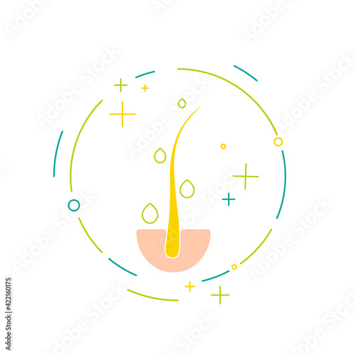 Hair follicle template made in linear style. Alopecia treatment concept. Perfect for hair clinics or medical diagnostic centers. Vector illustration.