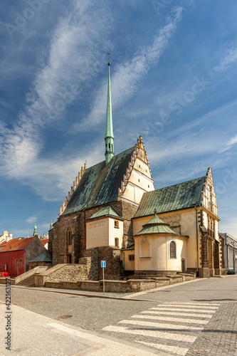 PARDUBICE, CZECH REPUBLIC - APRIL 22: St Bartholomew's Church of Republic Square on April 22 2016 in the historic center of the city. Church was built in the early 16th century.
