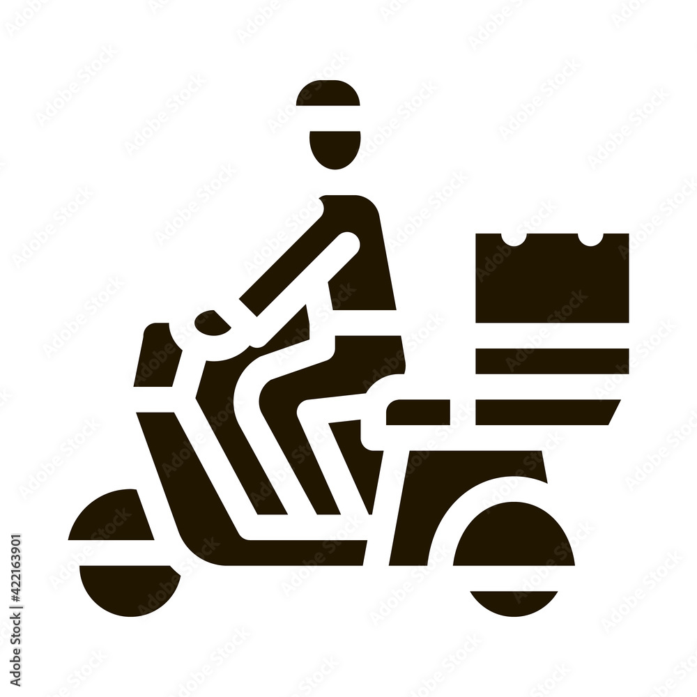 Courier Delivery on Motorcycle Icon Vector Glyph Illustration Courier Delivery on Motorcycle Icon Vector Glyph Illustration