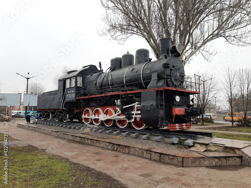 Steam locomotive on the square