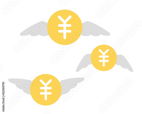 羽ばたくお金　線無し