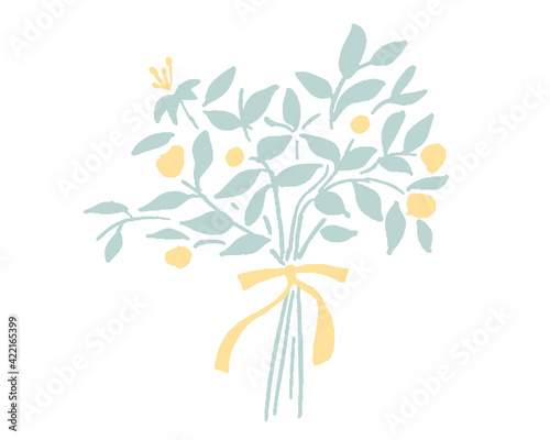 オリーブの花束、花、葉っぱ　Bouquet of olives, flowers, leaves