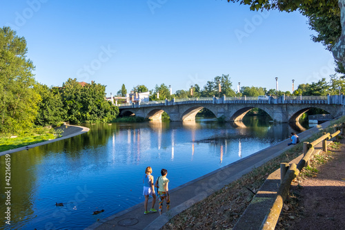 Pont Charles-de-Gaulle on Sioule River in Saint-Pourcain-sur-Sioule, France