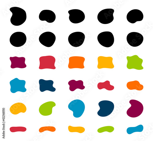 Blob shapes vector set. Organic abstract splodge elemets collection Inkblot simple silhouette. Minimalist isolated forms
