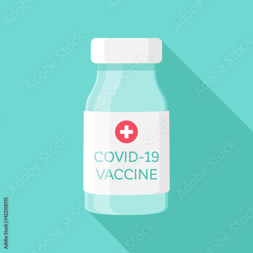 Covid-19 vaccine bottle icon symbol flat design vector illustration
