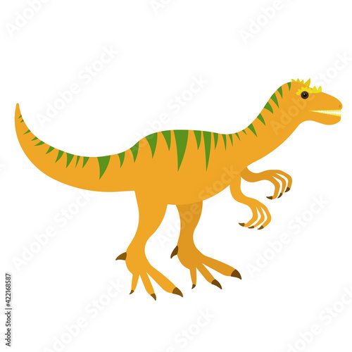 Carnivorous dinosaur allosaurus in cartoon style, cute big prehistoric animal