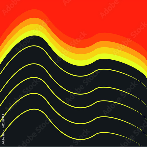 Colorful abstract background. Orange black wave wallpaper