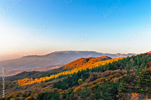 mountains and forests of crimea on an autumn day