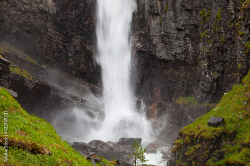 Naust  fossen is a beautiful waterfall in Todalen Norway. The waterfall has a drop of 110 meters. the area is known for its clean and distinctive environment