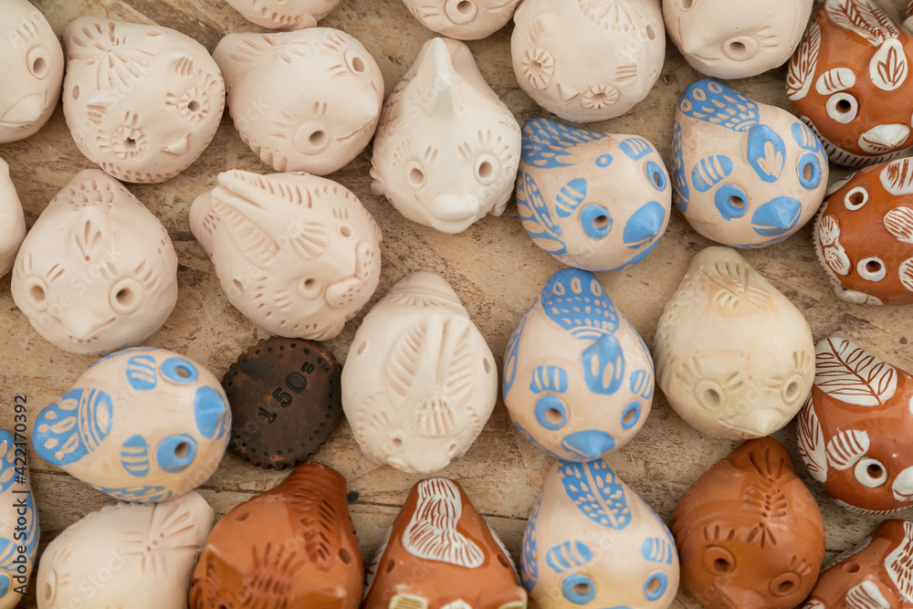 Variety of clay toys bird