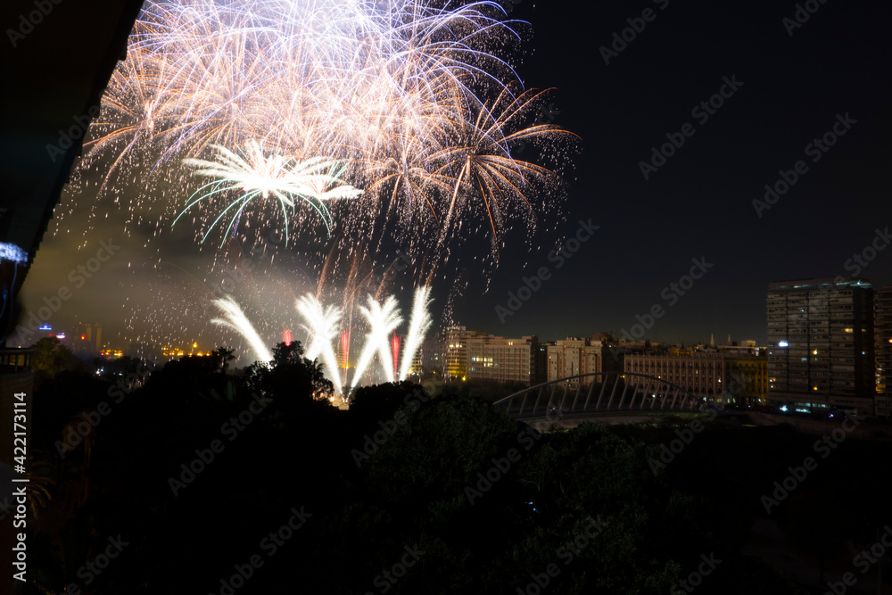 fireworks in valencia at night