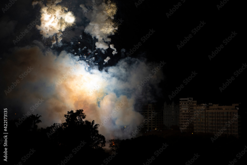 fireworks in valencia at night