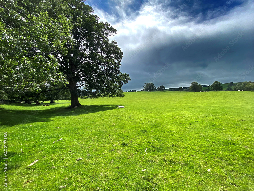 Storm clouds, over the meadows and hills near, Addingham, Ilkley, UK
