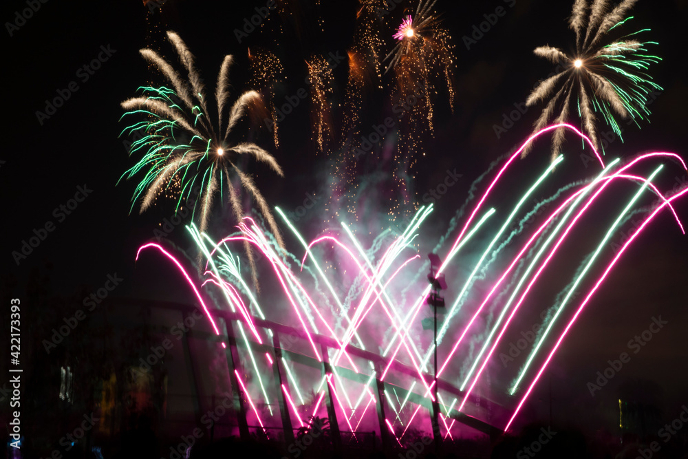 fireworks in valencia at night