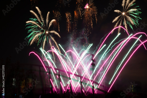 fireworks in valencia at night