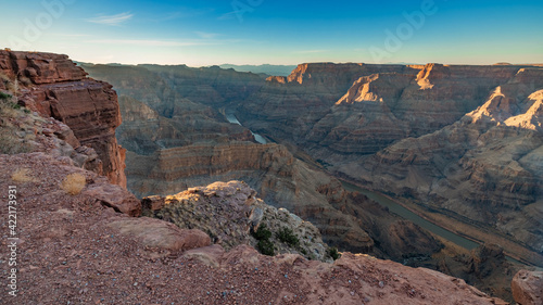 Beautiful landscapes of the Grand Canyon, an amazing view of the red-orange rocks, which are millions of years old. USA, Arizona.