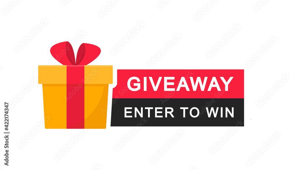 Giveaway, enter to win poster. Surprise gift box. Poster template for