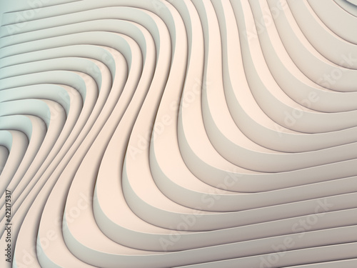 Wave bend white abstract background surface. Digital illustration. 3d rendering