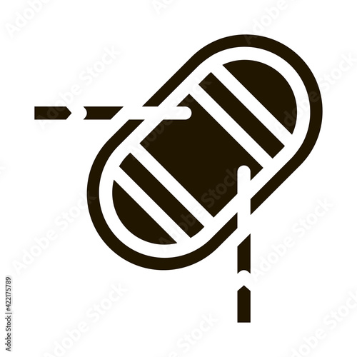 Inflatable Boat with Oars Icon Vector Glyph Illustration