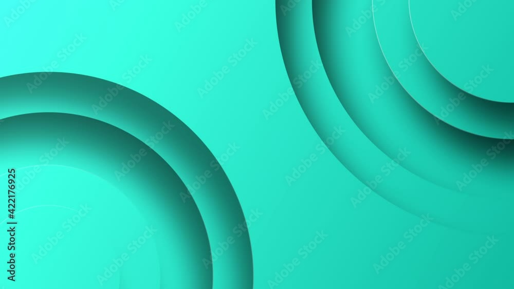 Abstract geometric 4K circle pattern template moving animation that forming patterns with shadows and gradient on turquoise background Technology concept with copy space for intro use in minimal style