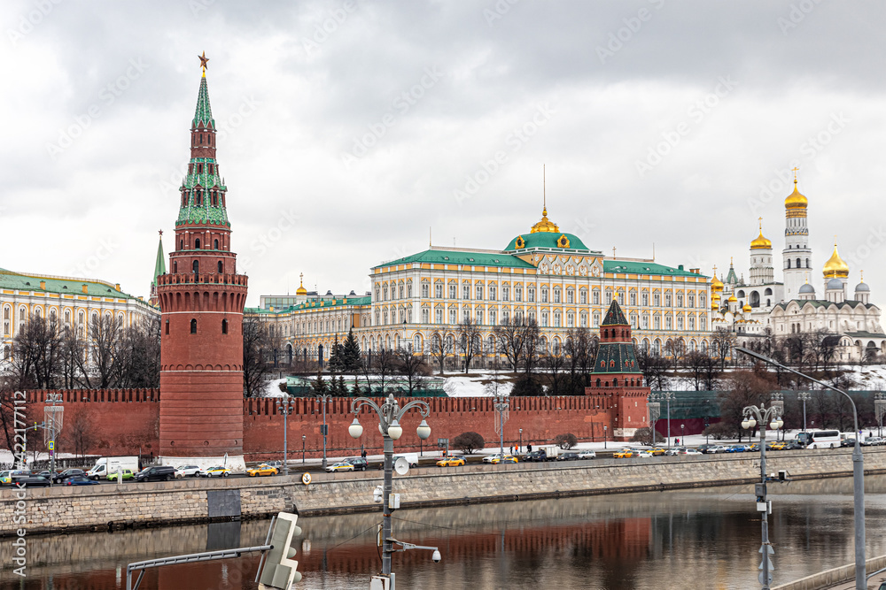 Towers of the Moscow Kremlin, the Grand Kremlin Palace, the Annunciation and Archangel Cathedrals